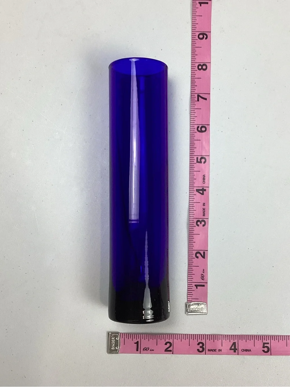 Vintage Cobalt Blue Glas Cylindrical Bud Flower Vase